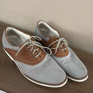 Mens Johnston & Murphy Gray Mesh and Brown Leather Saddle Oxfords, Size 10